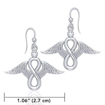 Angel Wings and Infinity Symbol with Gemstone Silver Earrings TER1665 - Jewelry